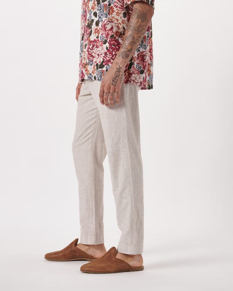 Straight Fit Linen-Blend Pant | Abercrombie & Fitch (US)