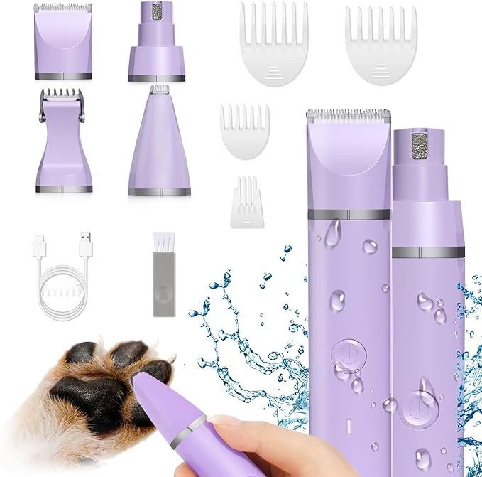 Dog Grooming Clippers Kit-Electric Rechargeable Cat Trimmer Tools-Cordless Quiet Pet Nail Paw Gri... | Amazon (US)