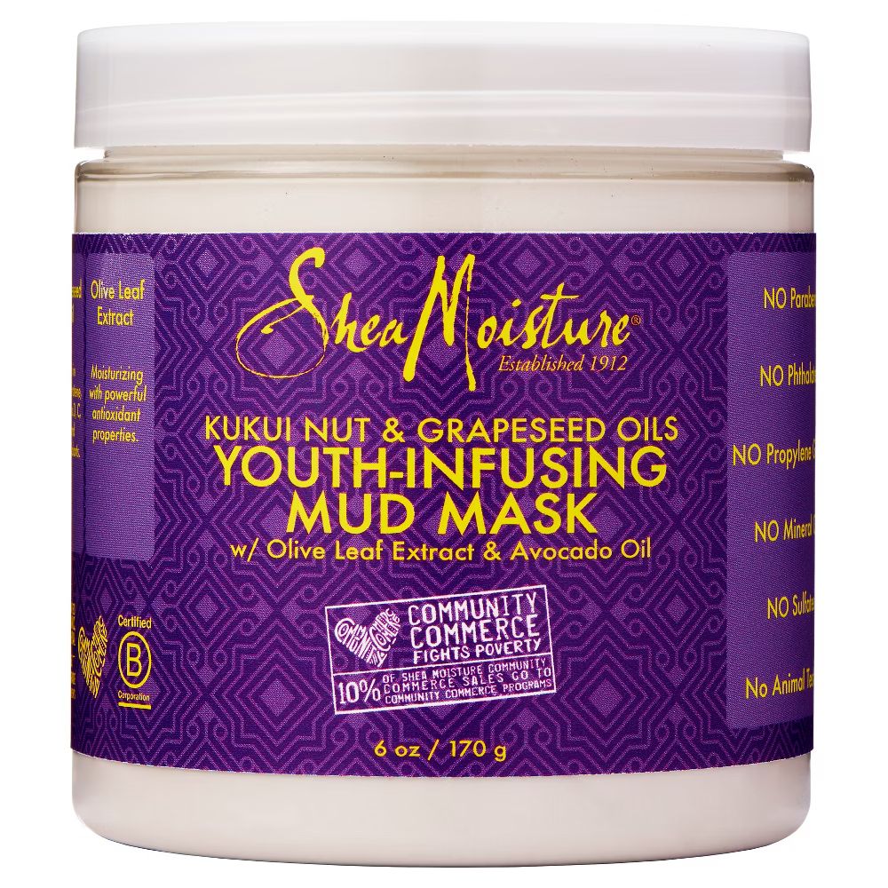 SheaMoisture Kukui Nut & Grapeseed Oil Youth-Infusing Mud Mask - Olive leaf Extract & Avocado Oil -  | Target