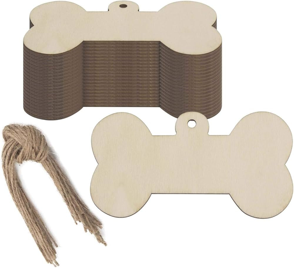 JANOU 24pcs Bone Shaped Wooden Cutouts Unfinished Wood Dog Bone Wood DIY Craft Embellishments Gif... | Amazon (US)