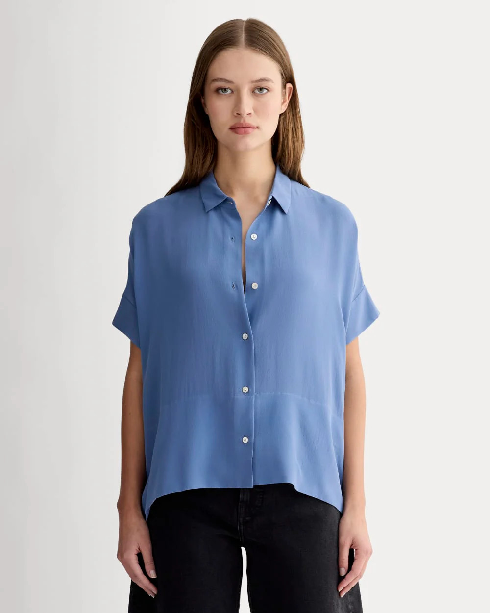 The Boxy Shirt in Washable Silk | French Blue | Everlane