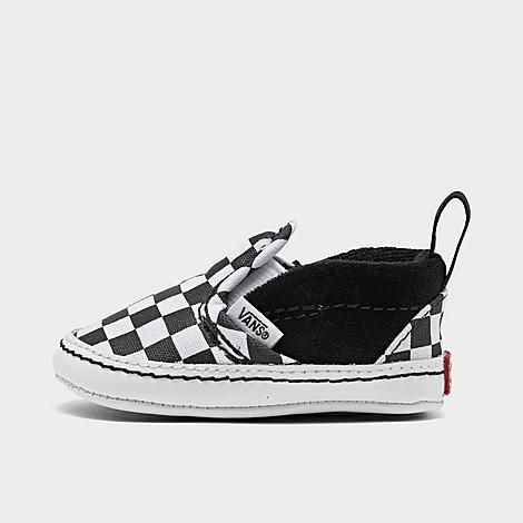 Vans Infant Checker Slip-On V Crib Shoes in Black/White/Black Size 3.0 Canvas/Suede | Finish Line (US)