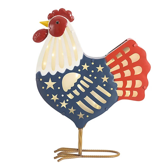Red Shed  Outdoor Solar Hen Decor, 16 in., Red/Blue | Tractor Supply