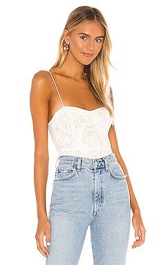 superdown Stasia Lace Bodysuit in White & Nude from Revolve.com | Revolve Clothing (Global)