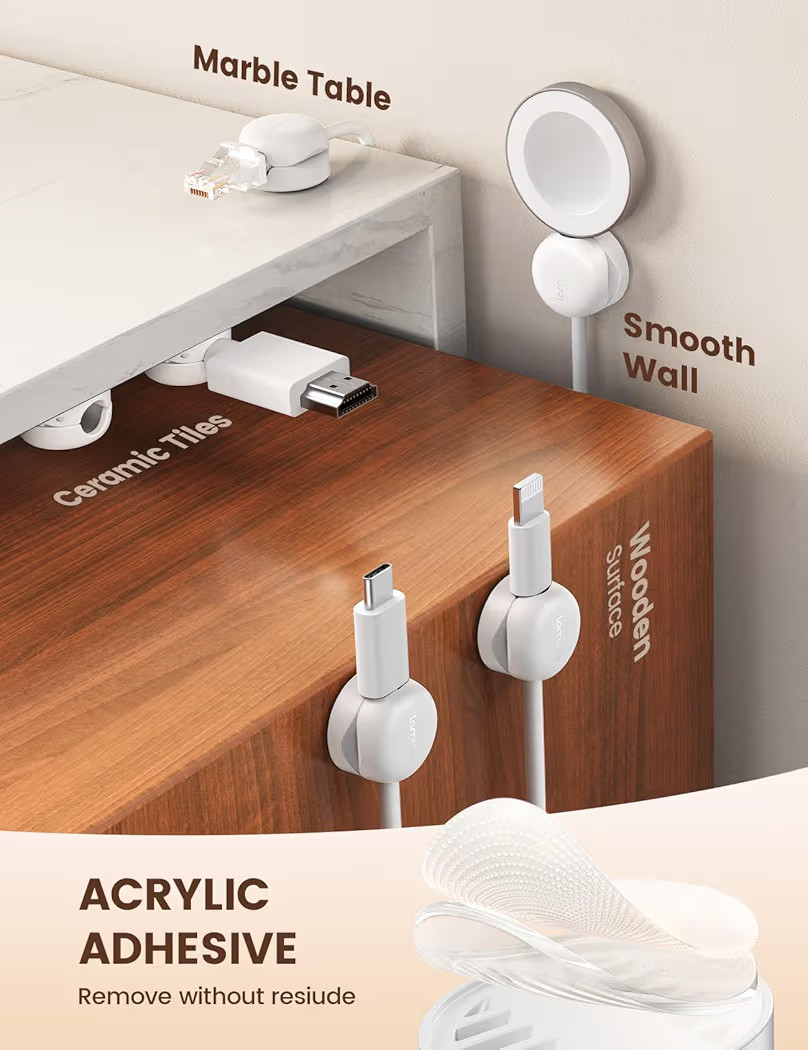 Lamicall Cord Organizer, Spring Cable Management Clips - 6Pack Compact Desk Cable Holder Clips, N... | Amazon (US)