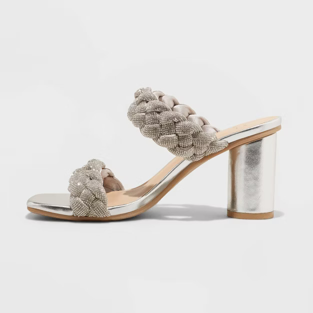 Women's Basil Rhinestone Heels - A New Day™ Silver | Target