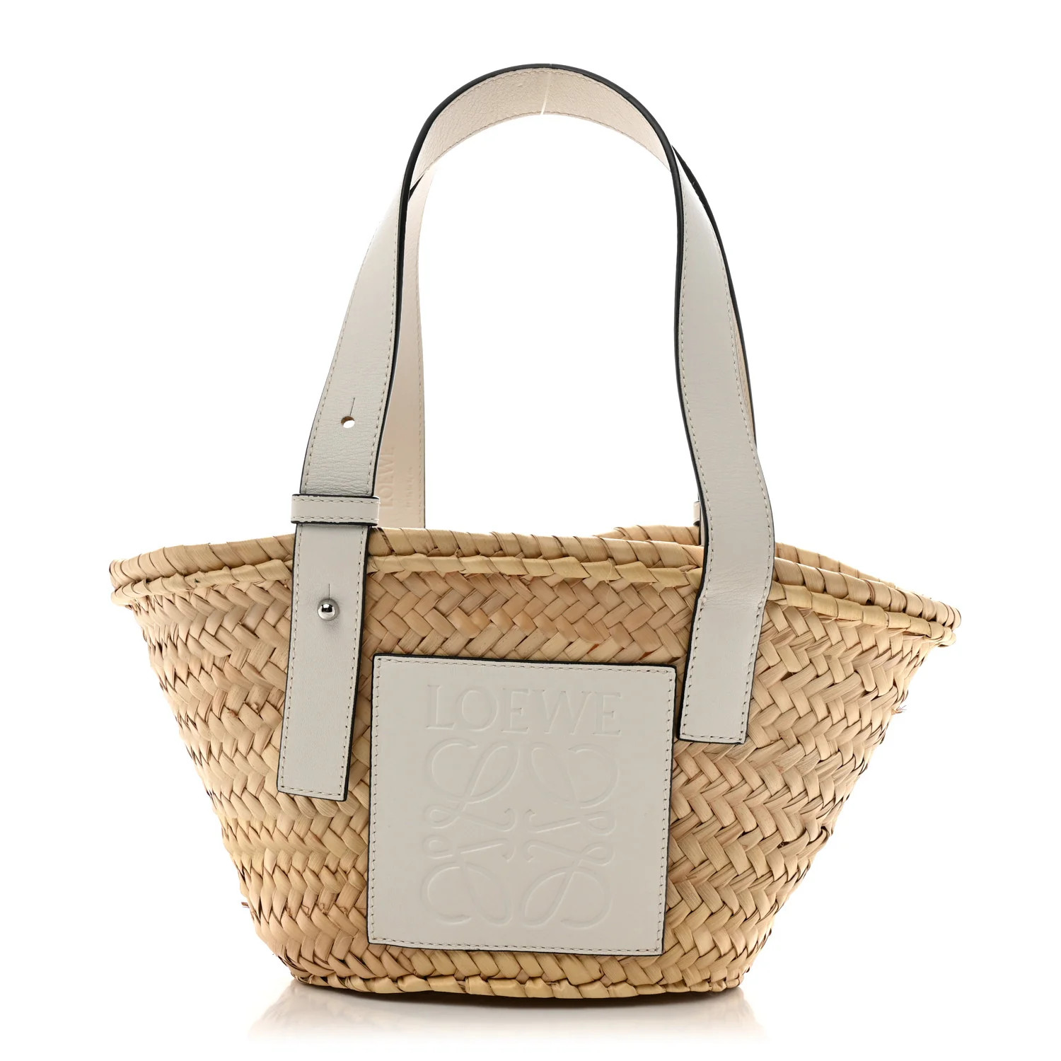Loewe Raffia Mini Basket Tote Bag Natural White 1710655 | FASHIONPHILE (US)