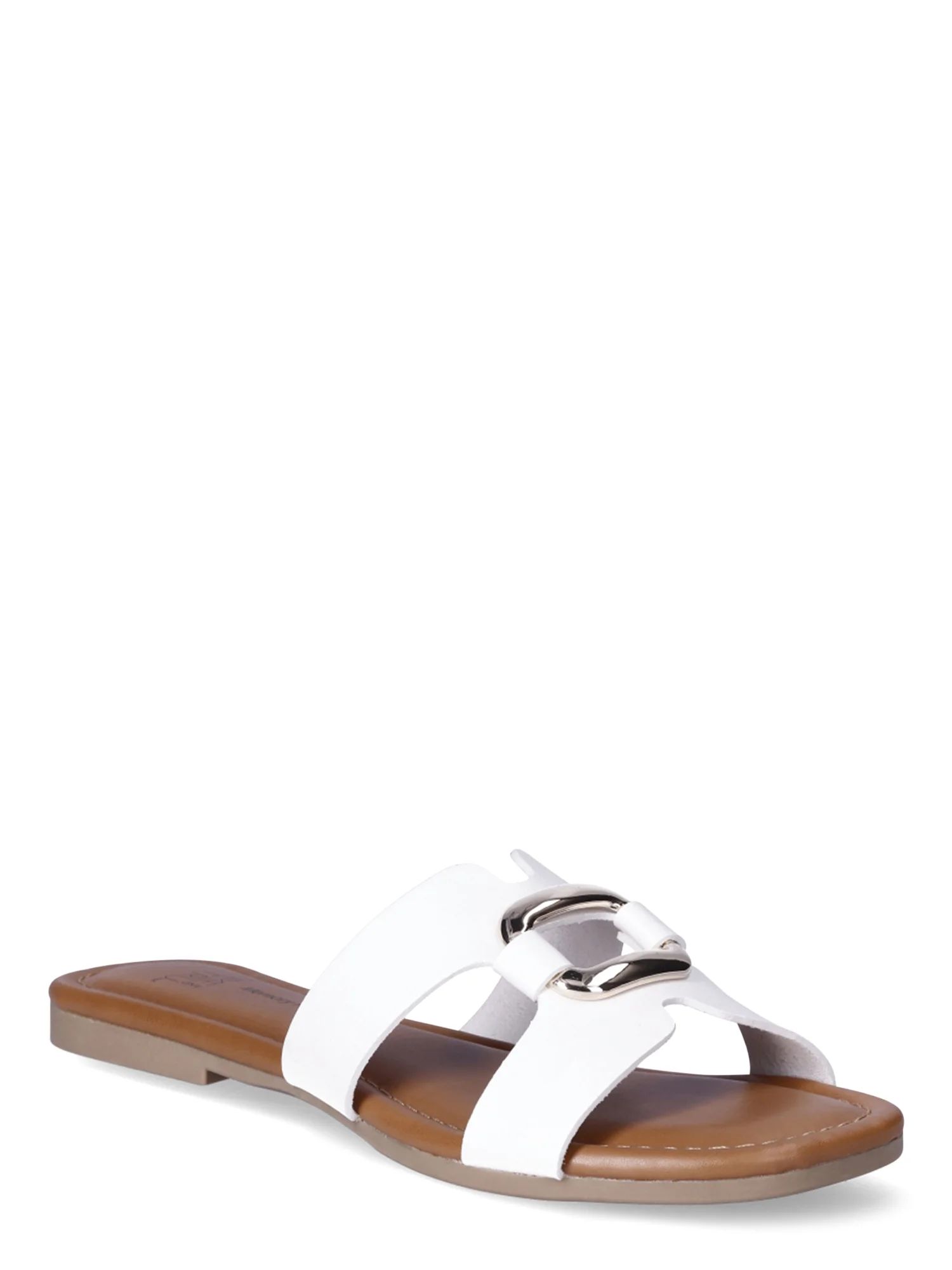Time and Tru Women's Embellished Slide Flat Sandals | Walmart (US)