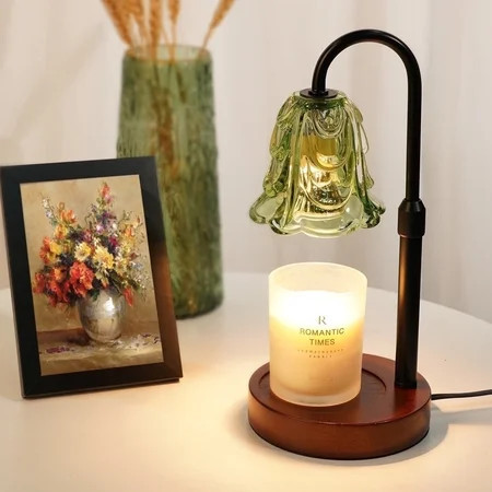 Funistree Candle Warmer Lamp with Timer, Adjustable Green Wax Warmer for Jar Candles, Cute Wood Base Wax Melter Gift for Women Sister Girlfriend, Birthday House Warming Decor | Walmart (US)