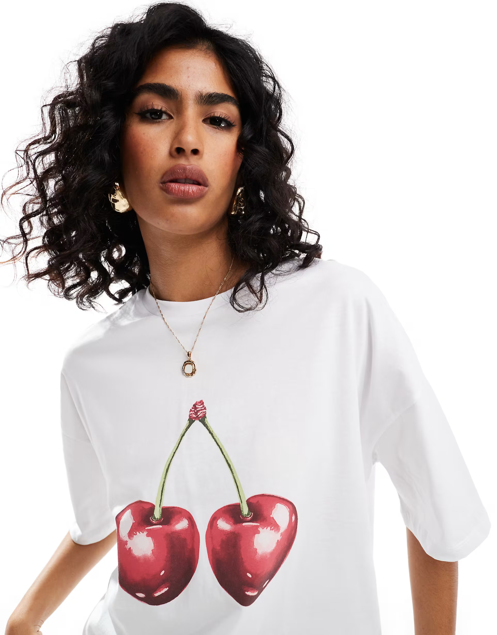 ASOS DESIGN oversized t-shirt with cherry graphic in white | ASOS (Global)