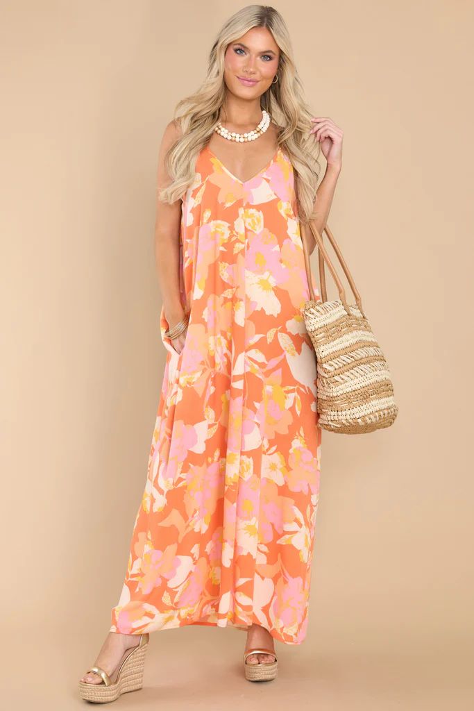 My Only Reason Orange Floral Print Maxi | Red Dress 