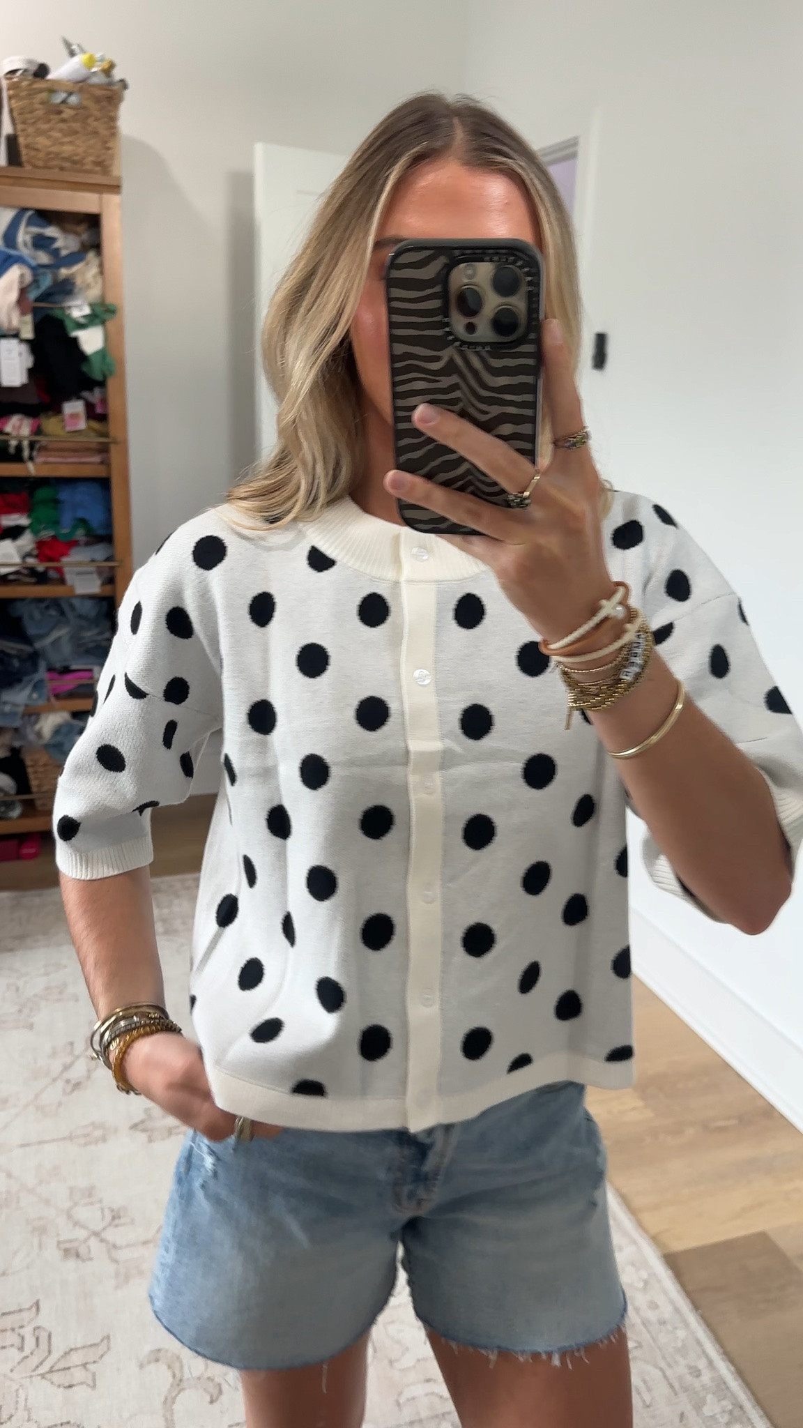 Amazon size small Daacee Women's Cropped Polka Dot Cardigan Casual Short Sleeve Sweater Top
Soft Knit, Crew Neck, Dropped Shoulder and 3/4 Sleeve. Versatile for Wearing Alone or Layering over Tanks or Tees

#LTKWorkwear #LTKSaleAlert #LTKootd
