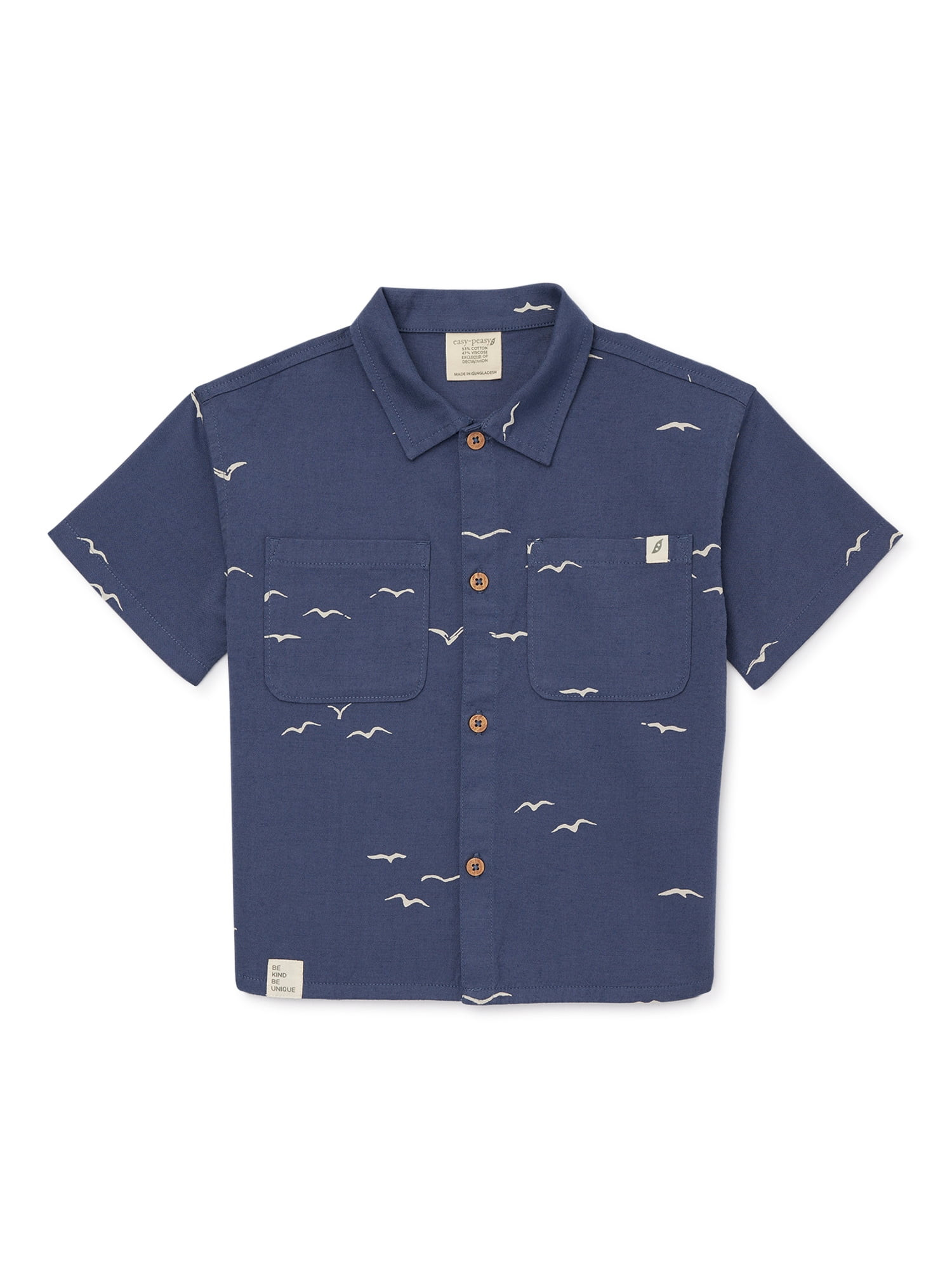 easy-peasy Baby and Toddler Boys Short Sleeve Print Camp Shirt, Sizes 12M-5T | Walmart (US)