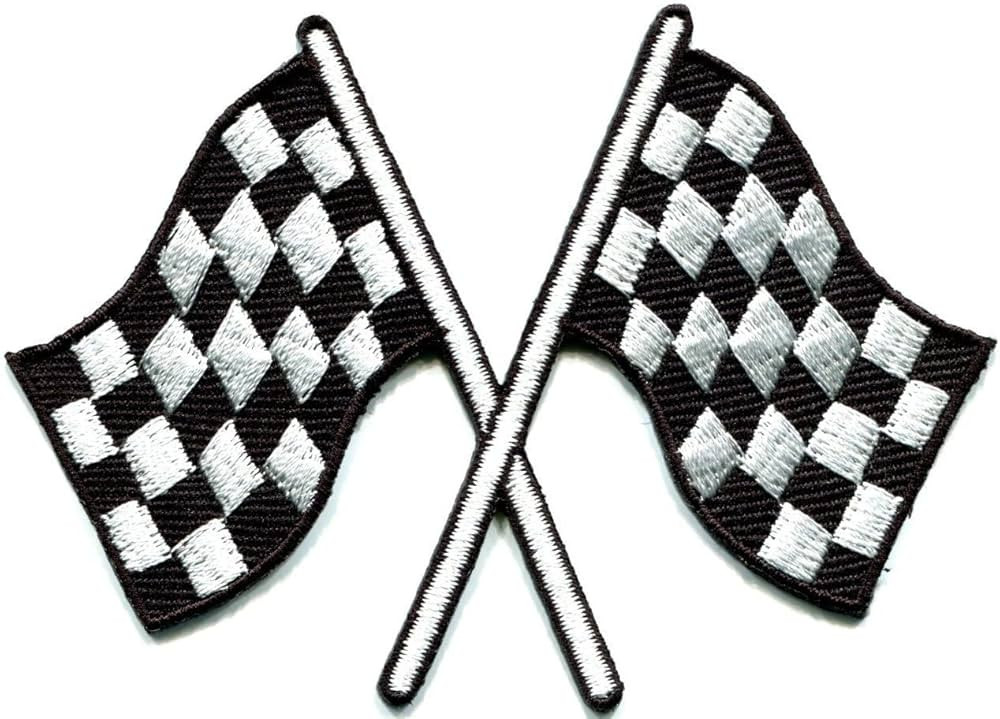 Checkered Flag Chequered auto car Racing Rockabilly Embroidered Iron on Patch Applique | Amazon (US)