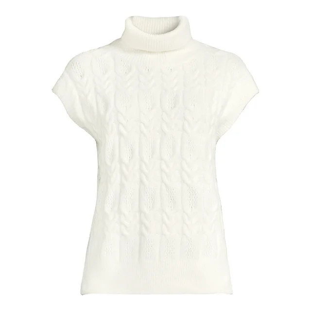 Time and Tru Women's Mock Neck Cable Vest Sweater | Walmart (US)