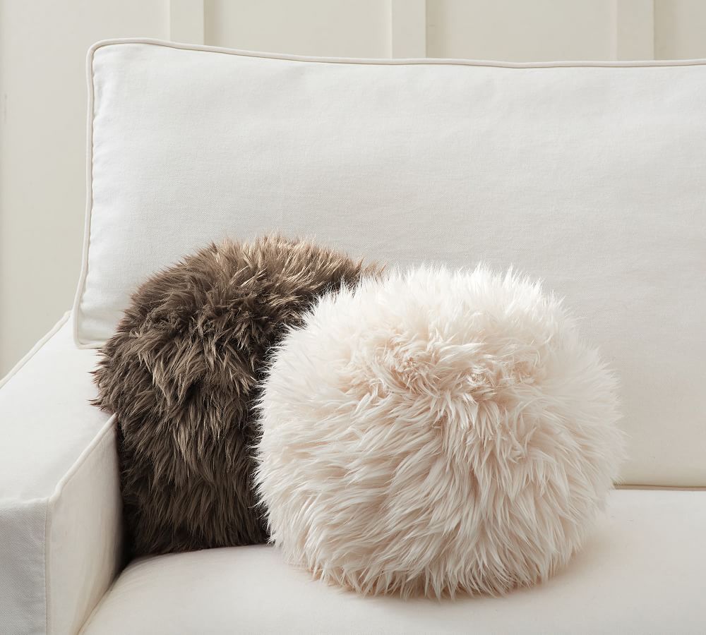 Luxe Faux Fur Sphere Throw Pillow | Pottery Barn (US)