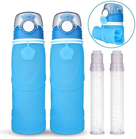 Geekpure Collapsible Water Bottle with Filter for Hiking and Camping- Reduce 99.99% Lead Arsenic ... | Amazon (US)