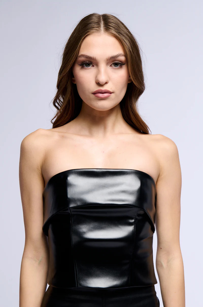 CARRIE FAUX LEATHER TUBE TOP CORSET | AKIRA