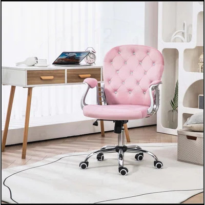 Comfortable Home Office Chair with Button Tufted Design, Padded Armrests, Adjustable Height and Swivel Wheels for Enhanced Work Experience | Wayfair North America