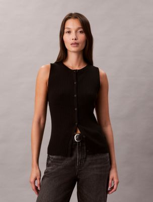 Smooth Cotton Rib Sweater Tank | Calvin Klein | Calvin Klein (US)