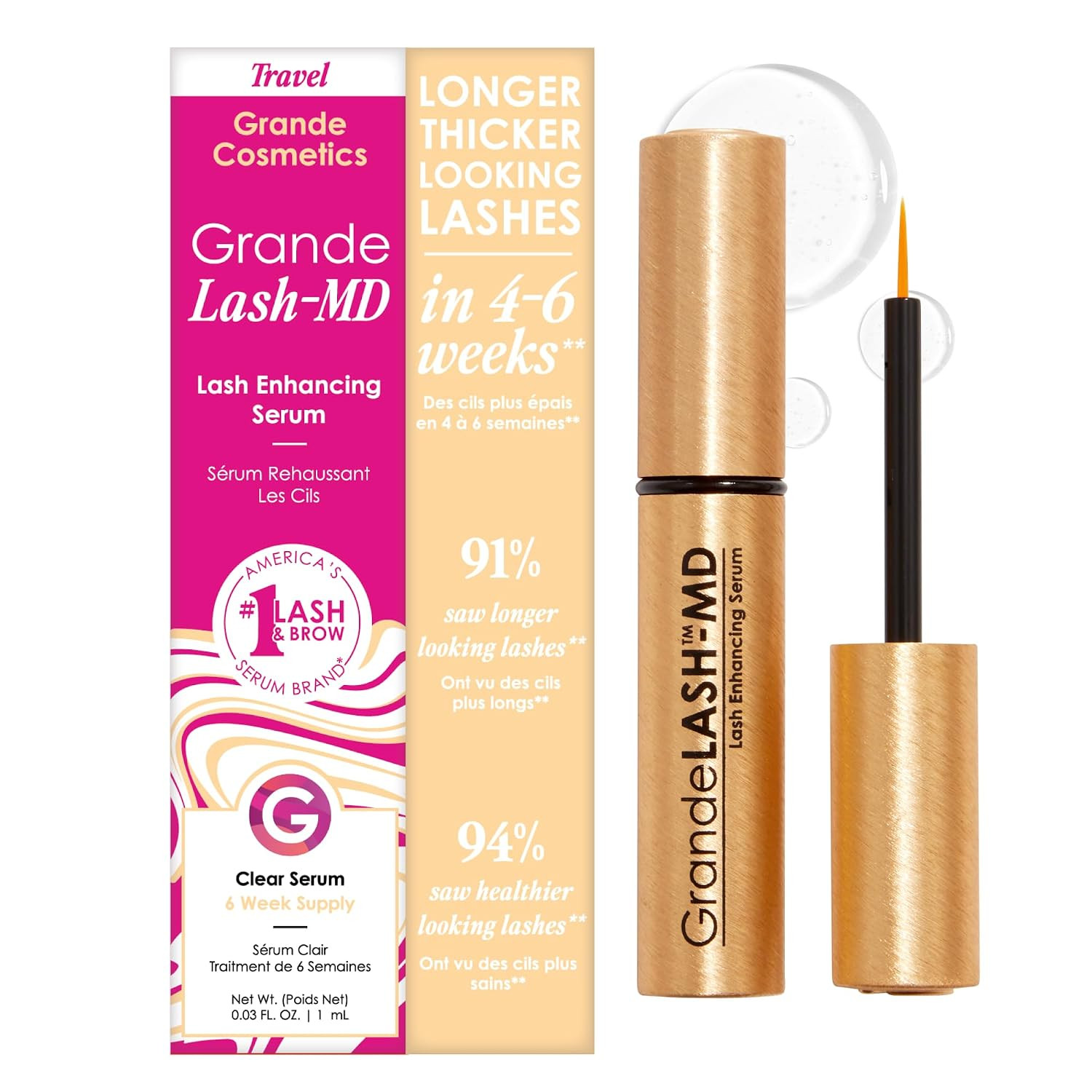 Grande Cosmetics GrandeLASH-MD Lash Enhancing Serum, 1 ml - 6-week starter supply | Amazon (US)