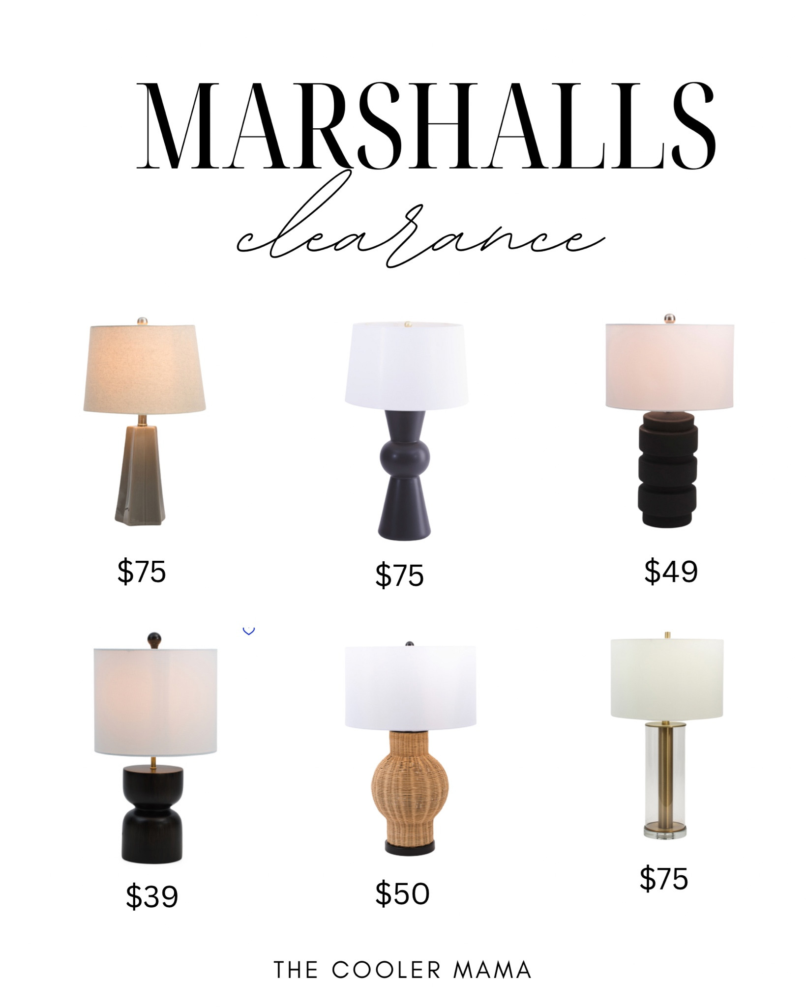 Marshalls table store lamps