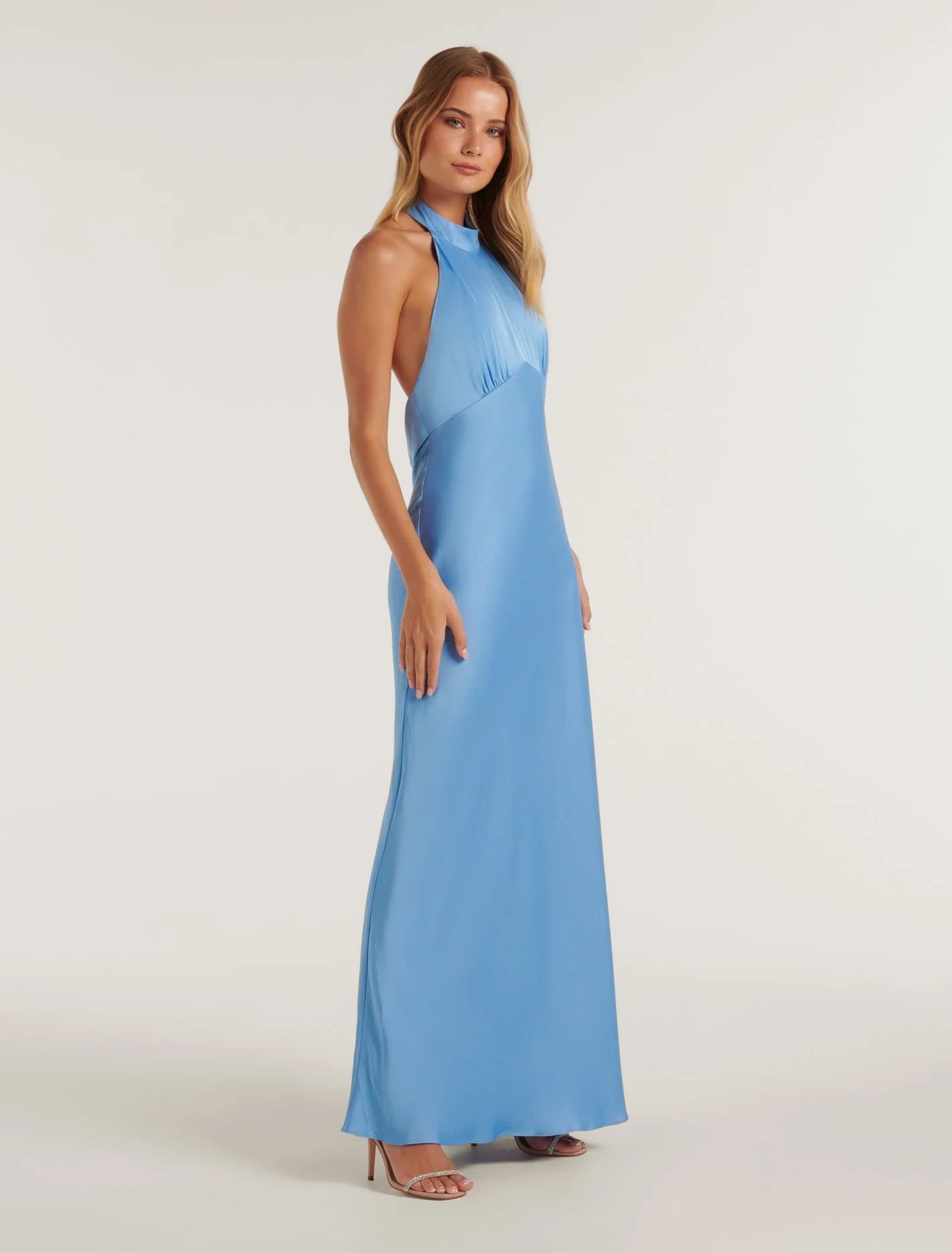 Yasmina Halter Neck Satin Gown | Forever New (UK & IE)