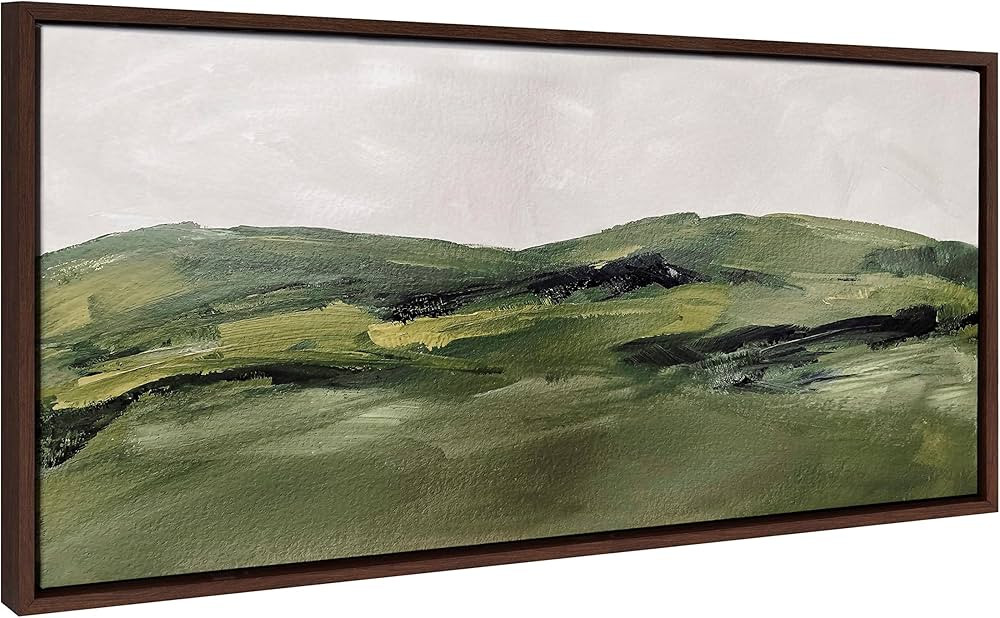 Kate and Laurel Sylvie Green Mountain Landscape Framed Canvas Wall Art by Amy Lighthall, 18x40 Br... | Amazon (US)