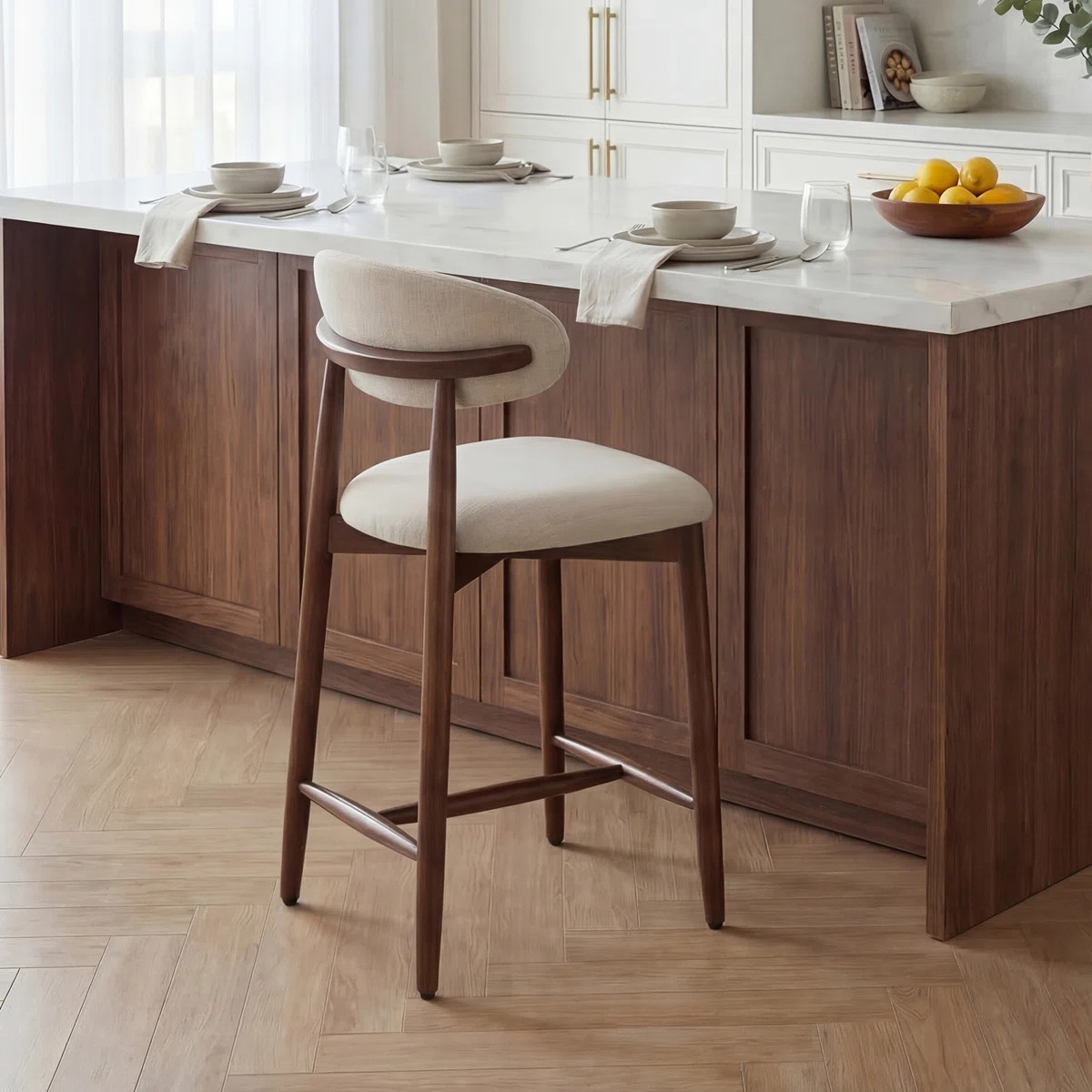Vannie Upholstered Counter Stool with Solid Wood Frame (Set of 2) | Wayfair North America