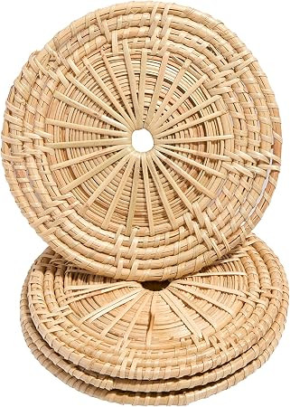 SoBoho Handmade Bamboo Coasters for Rattan Decor - Wicker Boho Coasters for Boho Living Room Deco... | Amazon (US)