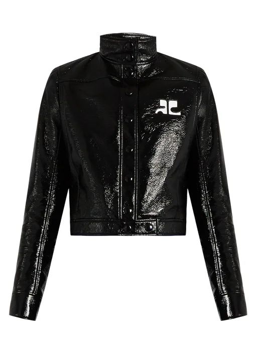 Stand-collar faux patent-leather jacket | Courrèges | Matches (US)
