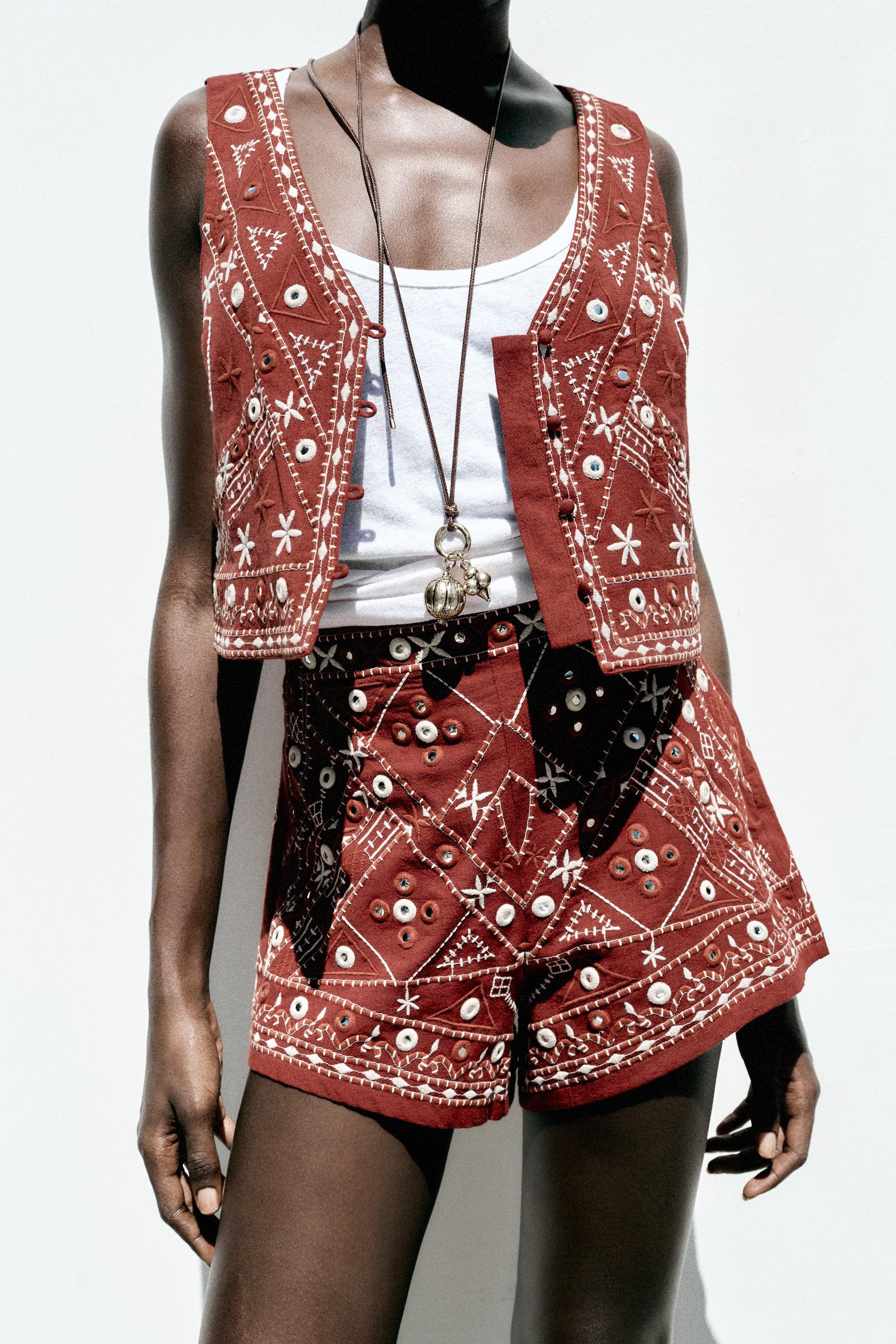 EMBROIDERED WAISTCOAT WITH MIRRORS | Zara UK