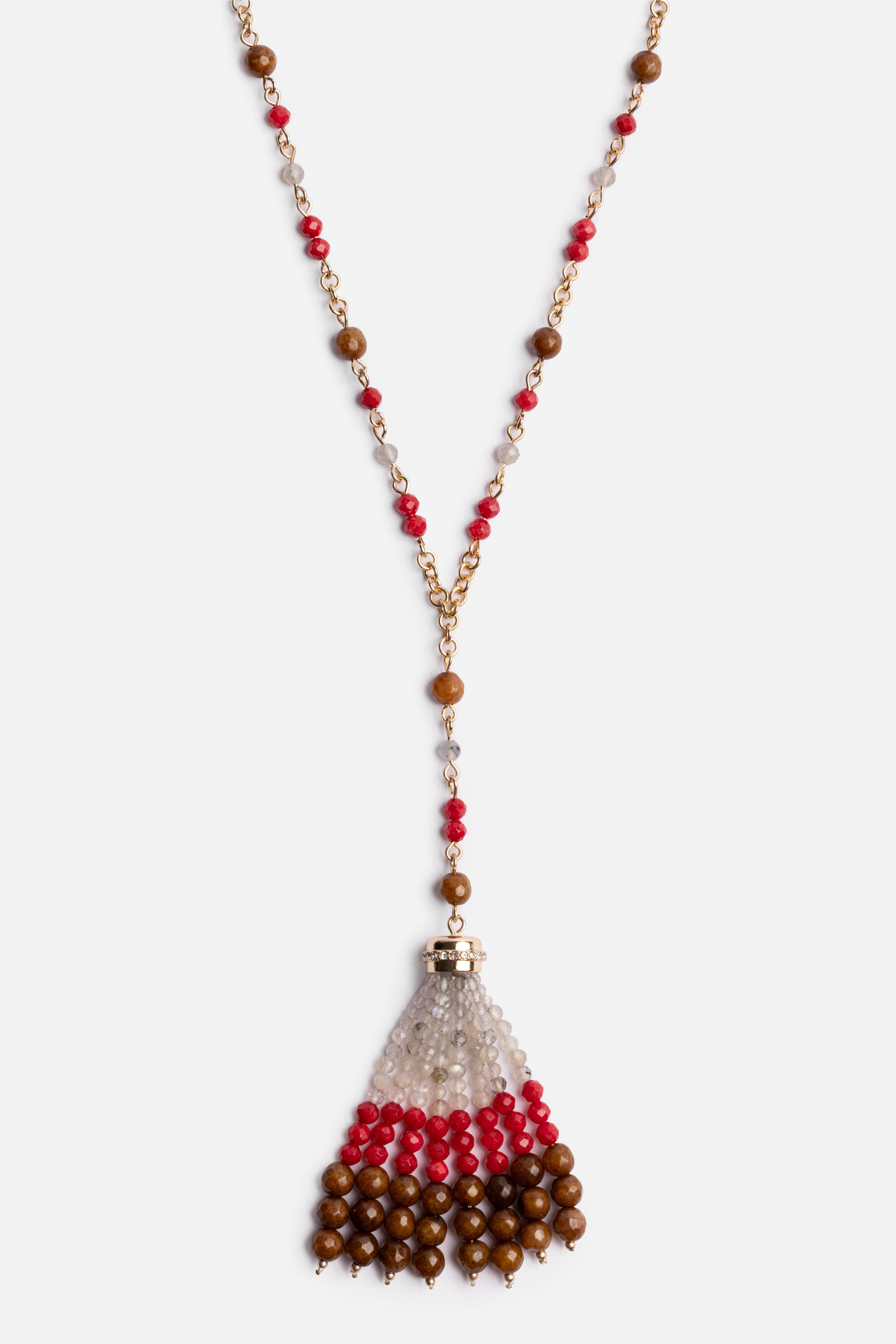 SEMIPRECIOUS BEADED NECKLACE WITH TASSEL
                                
                       ... | Johnny Was