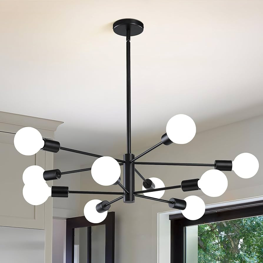KUCICO RUIYEY Modern Sputnik Chandeliers Light, 10-Light Black Chandeliers for Dining Room, E26 H... | Amazon (CA)