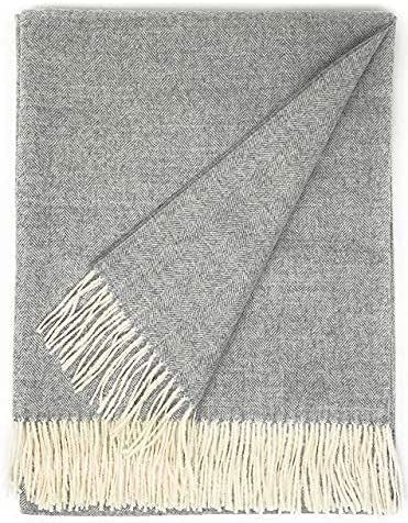 Alpaca Home - 100% Pure Baby Alpaca Eco Herringbone Sofa Throw Blanket, 71" X 51" (Grey)… | Amazon (US)