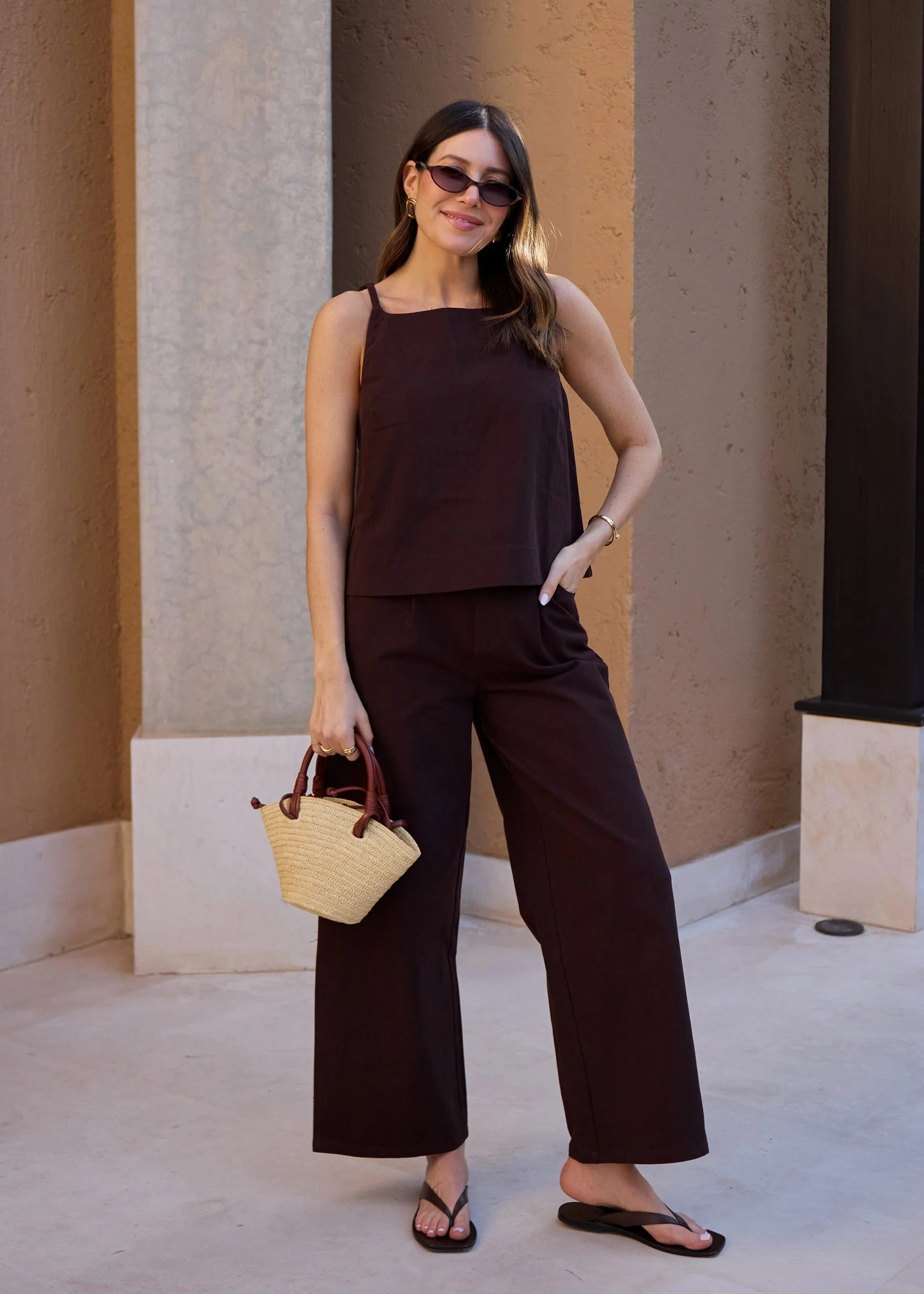 STRAIGHT LEG COTTON TROUSER - BROWN | WAT The Brand