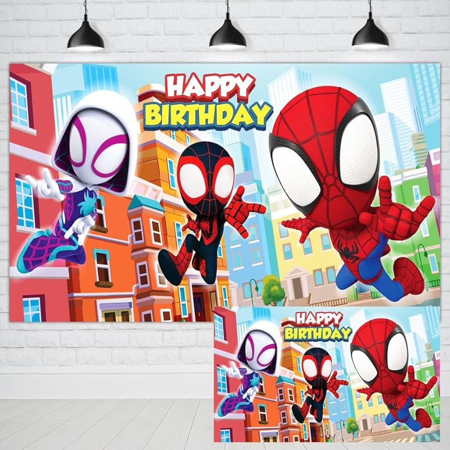 Spidey and His Amazing Friends Birthday Backdrop Spiderman Photography Background for Kids Happy ... | Amazon (US)