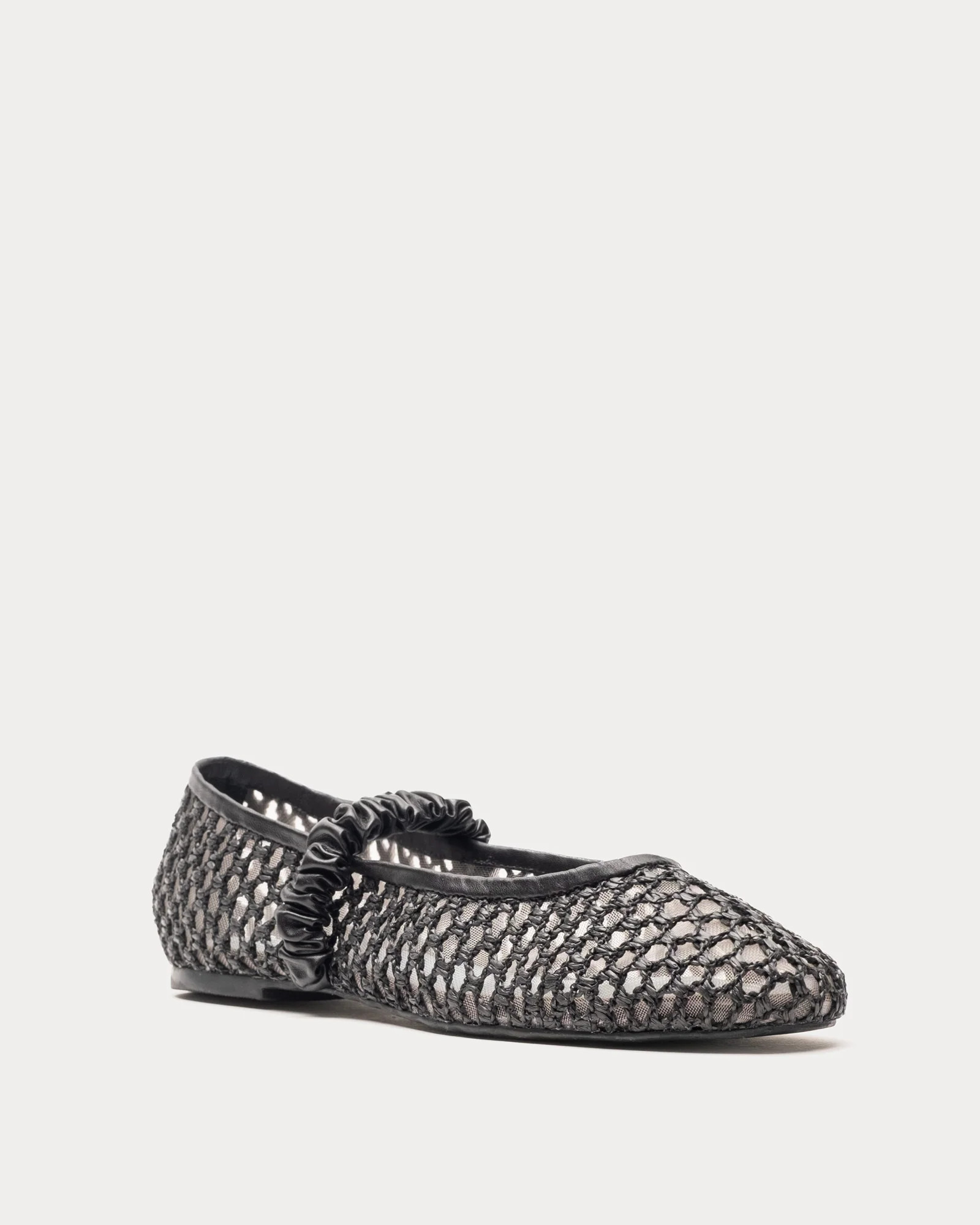 Ella Raffia Ballet Flat - Black | Frances Valentine