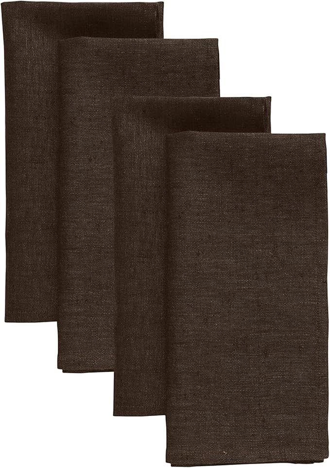 Solino Home Linen Cloth Napkins Set of 4-100% Pure Linen Chambray Brown Dinner Napkins 20 x 20 In... | Amazon (US)