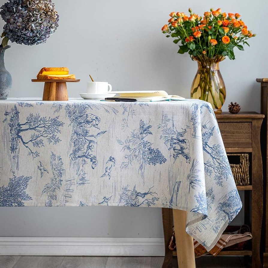 Rustic Tablecloth Classic French Village Printed Linen Fabric Table Cover Farmhouse Decoration 55... | Amazon (US)