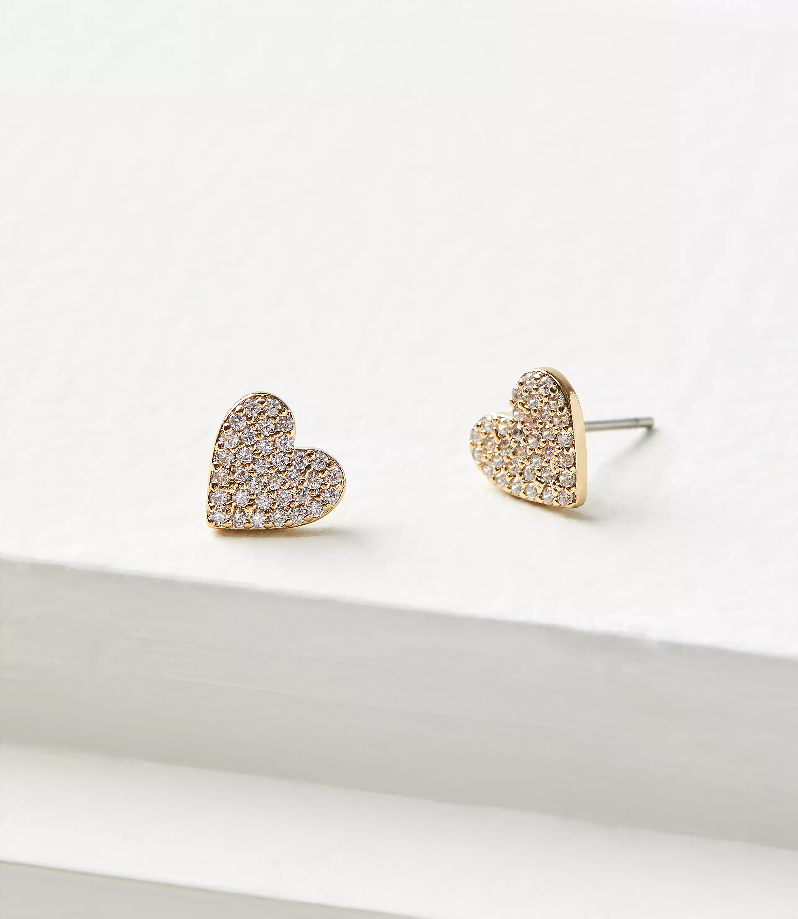 Demi Fine Pave Heart Stud Earrings | LOFT