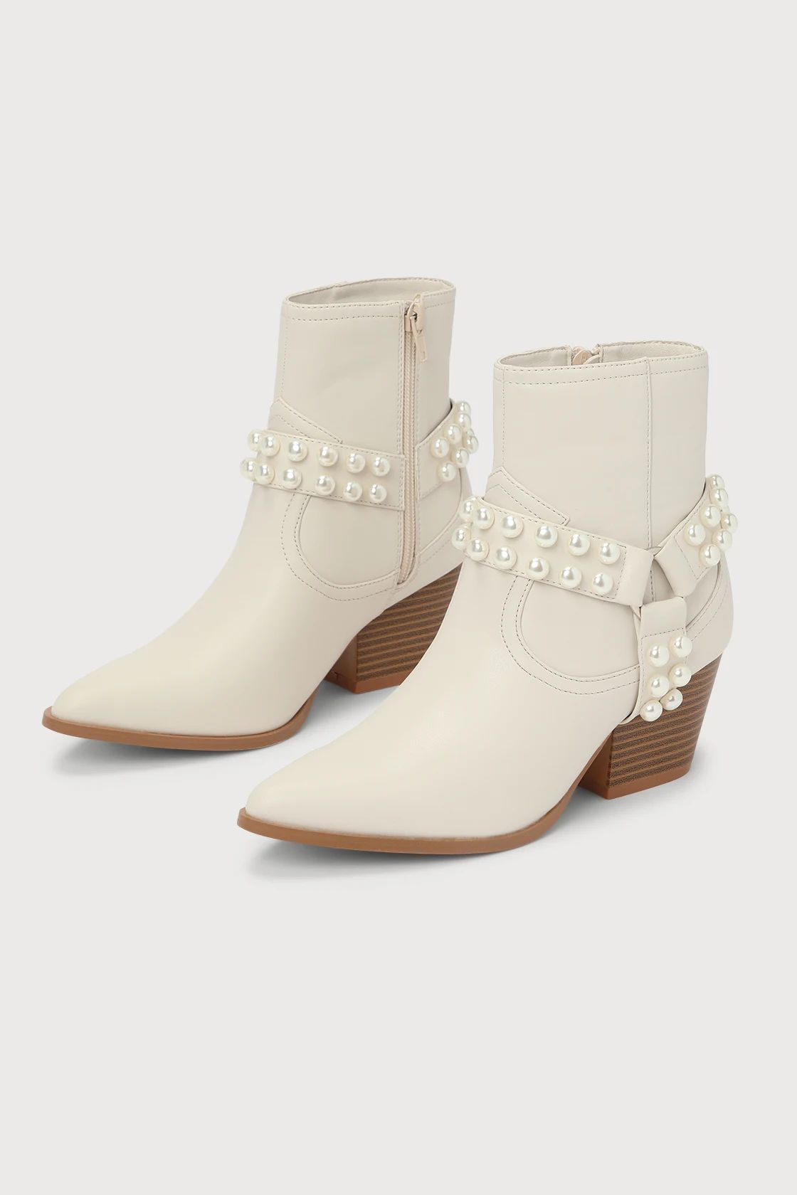 Prejean Bone Pearl Pointed-Toe Ankle Western Boots | Lulus (US)