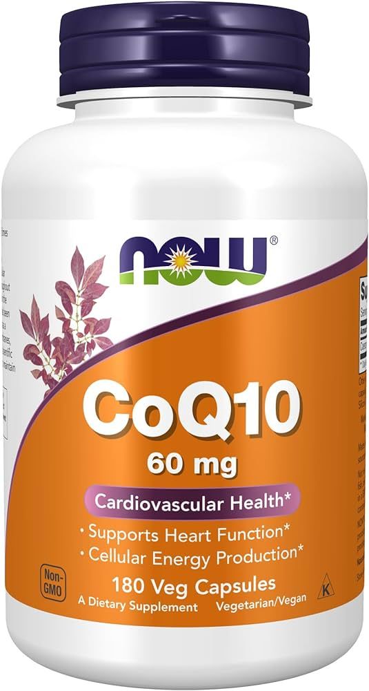 NOW Supplements, CoQ10 60 mg, Pharmaceutical Grade, All-Trans Form of CoQ10 Produced by Fermentat... | Amazon (US)