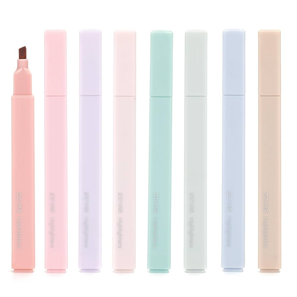 ZEYAR Aesthetic Cute Highlighter Pens, Cream colors, Chisel Tip, Water Based, Quick Dry, No Bleed... | Amazon (US)
