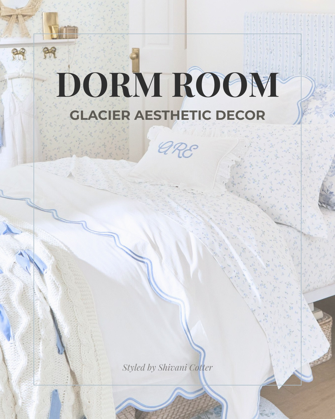 Icy Blue and White Dorm Room Decor
This glacier blue aesthetic creates that soft, clean, “looks expensive but isn’t overdone” vibe every college girl wants. The key is layering:

Start with a crisp classic white base comforter. Add a delicate patterned sheet set for subtle dimension. Layer in a scalloped accent pillow and supportive backrest pillow for both style and function. Finish with a textured decorative throw to soften the look and make it feel styled, not basic.
Perfect for college move-in, dorm room refresh, or anyone wanting that preppy, coastal, feminine aesthetic.

Save this if you’re building your dorm bedding from scratch 🤍

Icy blue dorm decor | Glacier Aesthetic | cool blue rooms | dorm room trends

#LTKHome