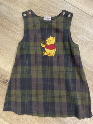 The Disney Store VTG Winnie The Pooh Plaid Jumper Dress Toddler Girl 4/5 Fall | eBay US