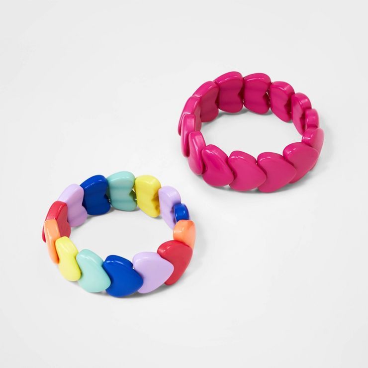 Girls' 2pk Heart Shaped Beaded Bracelet Set - Cat & Jack™ | Target