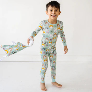 Rad Rabbits Two-Piece Bamboo Viscose Pajama Set - FINAL SALE | Little Sleepies