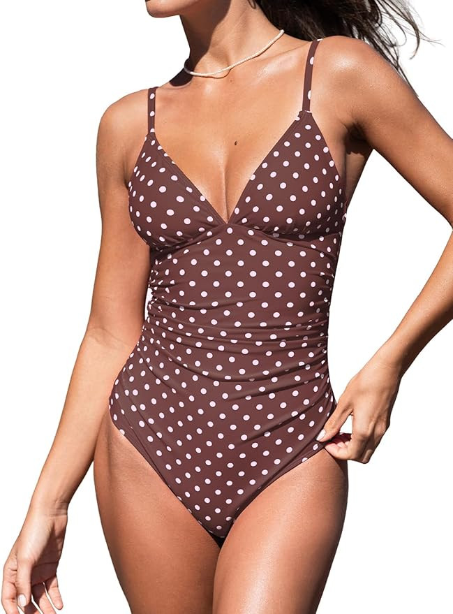 CUPSHE Women's One Piece Swimsuit Tummy Control V Neck Bathing Suits | Amazon (US)