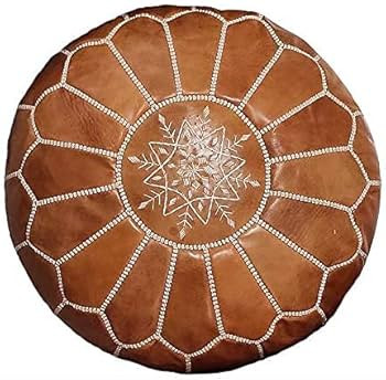 ARTOUARZAZATE Premium Moroccan Leather Pouf Cover, Ottoman Footstool Hassock 100% Real Natural Le... | Amazon (US)